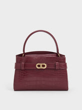 Charles & Ke*th - Aubrielle Croc-Effect Top Handle Bag - Burgundy