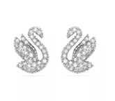 Swar*vski - Swan stud earrings Swan, White, Rhodium plated - 5647873