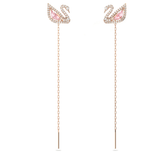 Swar*vski - Swan drop earrings Swan, Pink, Rose gold-tone plated - 5469990