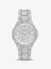 Michael K*rs Oversized Raq*el Pavé Silver-Tone Watch - MK4691