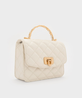 Charles & Ke*th - Cressida Quilted Top Handle Bag With Bag Charms - Gift Box - Cream
