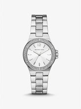 Michael K*rs - Mini Lenn*x Pavé Silver-Tone Watch - MK7280