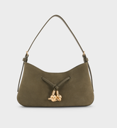Charles & Ke*th - Mila Recycled Suede Shoulder Bag - Deep Olive