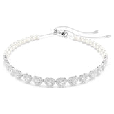 Swar*vski -Tennis choker-Mixed cuts, Crystal pearl, Heart, White, Rhodium plated (5720861)