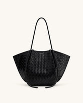 J* PE* - Nal* Wide Weave Texture Tote Bag - Black