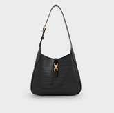 Charles & Ke*th - Mini Adalyn Croc-Effect Hobo Bag - Black Croco