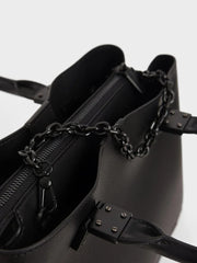 Charles & Ke*th - Cameron Double Top Handle Bag - Ultra-Matte Black