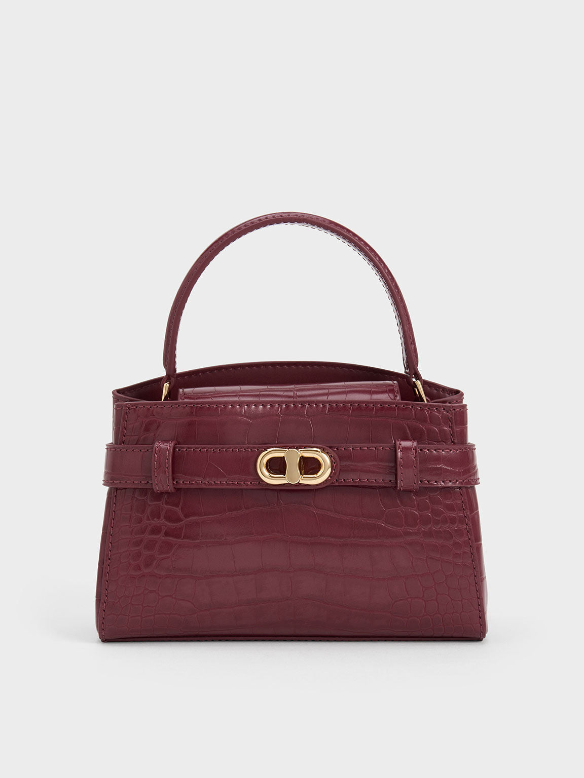 Charles & Ke*th - Aubrielle Croc-Effect Top Handle Bag - Burgundy