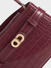 Charles & Ke*th - Aubrielle Croc-Effect Top Handle Bag - Burgundy