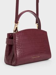 Charles & Ke*th - Aubrielle Croc-Effect Top Handle Bag - Burgundy