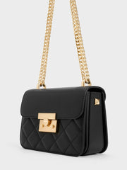 Charles & Ke*th - Alva Quilted Chain-Handle Bag - Black