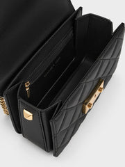 Charles & Ke*th - Alva Quilted Chain-Handle Bag - Black