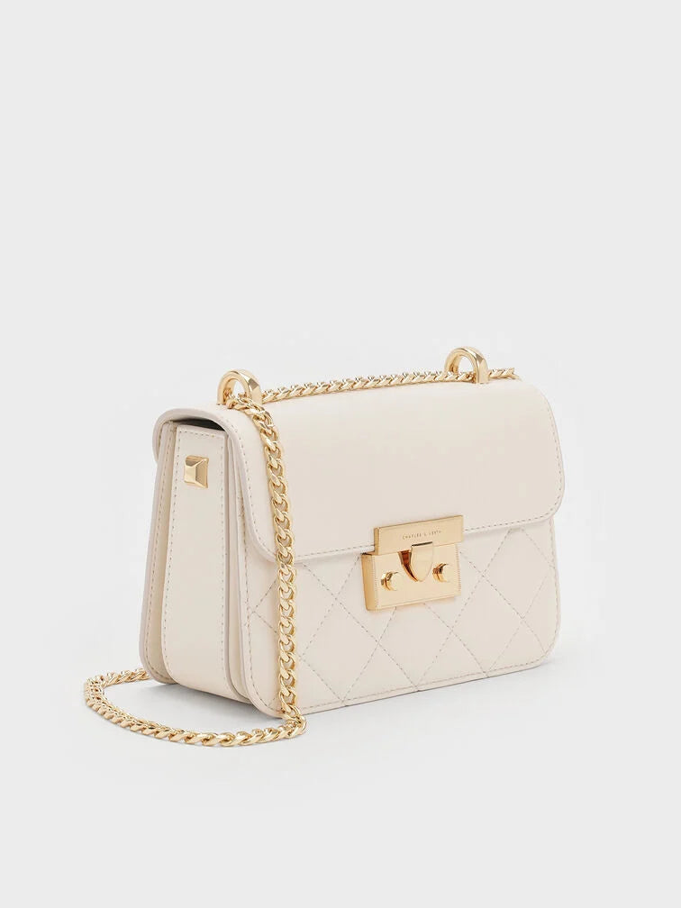 Charles & Ke*th - Alva Quilted Chain-Handle Bag - Cream