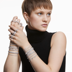 Swar*vski - Matrix Tennis bracelet - Round cut, White, Rhodium plated - 5465384
