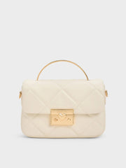 Charles & Ke*th - Quilted Boxy Top Handle Bag - Cream with Gift Box (AD-July)