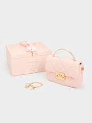 Charles & Ke*th -Quilted top-handle bag - Pink (AD-May) with Gift Box