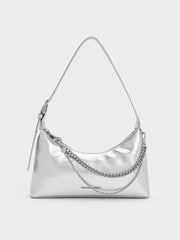 Charles & Ke*th - Atwood Chain-Embellished Shoulder Bag - Silver/gray