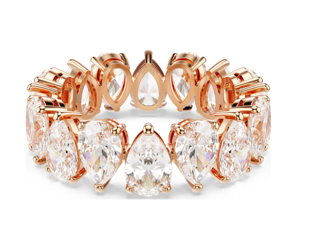 Swar*vski - Matrix Vittore ring Pear cut, White, Rose gold-tone finish - 5585425
