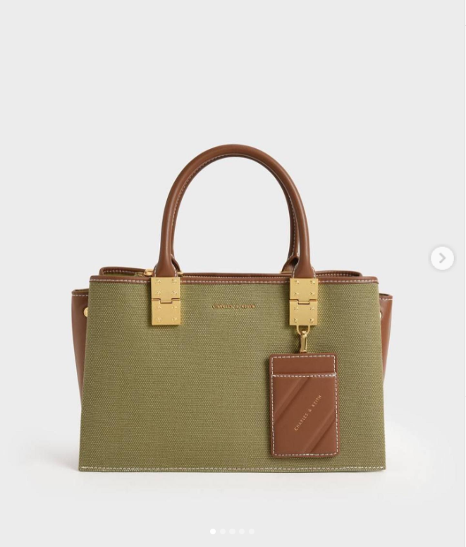 Charles & Ke*th - Large Double Handle Handbag - Olive