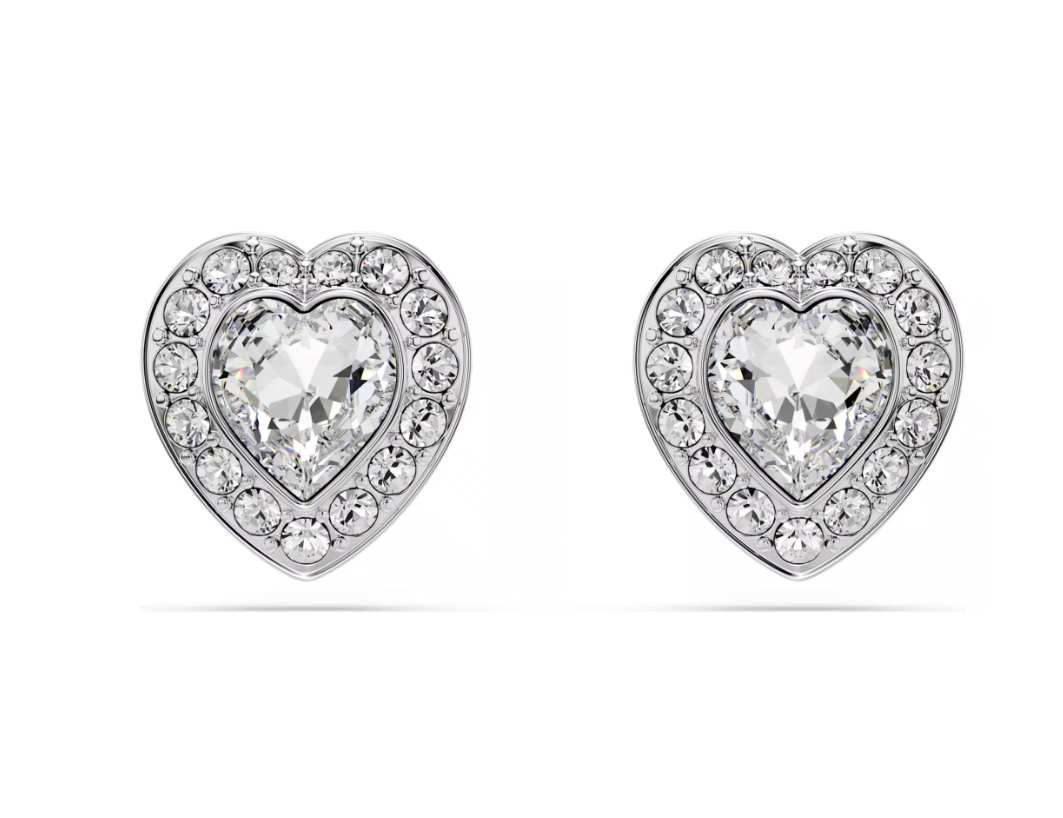 Swar*vski - Ari*na Grande x Sw*rovski stud earrings Mixed cuts, Heart, White, Rhodium plated - 5720859
