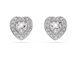 Swar*vski - Ari*na Grande x Sw*rovski stud earrings Mixed cuts, Heart, White, Rhodium plated - 5720859