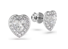 Swar*vski - Ari*na Grande x Sw*rovski stud earrings Mixed cuts, Heart, White, Rhodium plated - 5720859