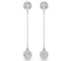 Swar*vski - Una Angelic drop earrings Round cut, White, Rhodium plated - 5732273