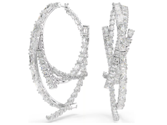 Swar*vski - Matrix hoop earrings Mixed cuts, White, Rhodium plated - 5727098
