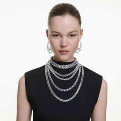 Swar*vski - Matrix hoop earrings Mixed cuts, White, Rhodium plated - 5727098