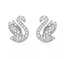 Swar*vski - Swan stud earrings Swan, White, Rhodium plated - 5647873
