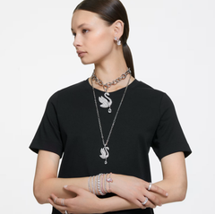 Swar*vski - Swan stud earrings Swan, White, Rhodium plated - 5647873