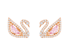 Swar*vski - Swan drop earrings Swan, Pink, Rose gold-tone plated - 5469990