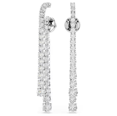 Swar*vski - Matrix drop earrings Gradient of round cuts, White, Rhodium plated - 5709257