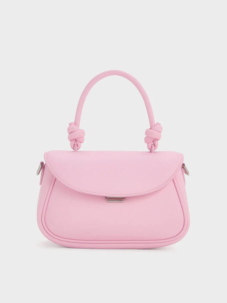 Charles & Ke*th - Sammie Knotted-Handle Front-Flap Bag - Bubble Gum Pink