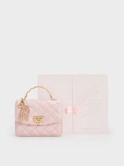 Charles & Ke*th - Cressida Quilted Top Handle Bag With Bag Charms - Gift Box - Cream