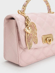 Charles & Ke*th - Cressida Quilted Top Handle Bag With Bag Charms - Gift Box - Cotton Candy Pink (AD-Sep)