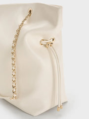 Charles & Ke*th - Arya Braided-Strap Double-Handle Tote Bag - Cream