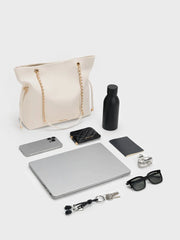 Charles & Ke*th - Arya Braided-Strap Double-Handle Tote Bag - Cream