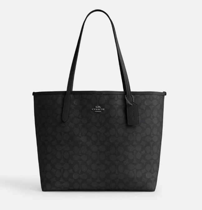 C*ACH - Cit* Tote Bag In Signature Canvas Gunmetal Charcoal Black