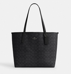 C*ACH - Cit* Tote Bag In Signature Canvas Gunmetal Charcoal Black