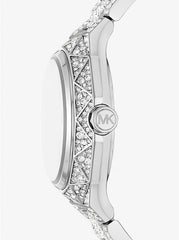 Michael K*rs Oversized Raq*el Pavé Silver-Tone Watch - MK4691
