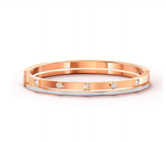 Swar*vski - Crystal Thrilling Bangle, White, Rose-Gold Tone Plated - 5555746