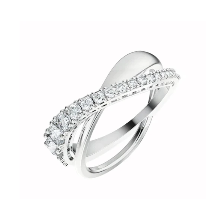 Swar*vski - Twist White Crystal Rhodium Plated Ring 5563911