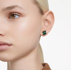 Swar*vski - Idyllia stud earrings Clover, Green, Gold-tone plated - 5666236