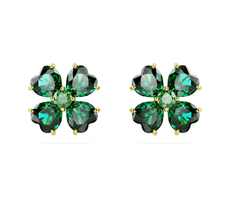 Swar*vski - Idyllia stud earrings Clover, Green, Gold-tone plated - 5666236