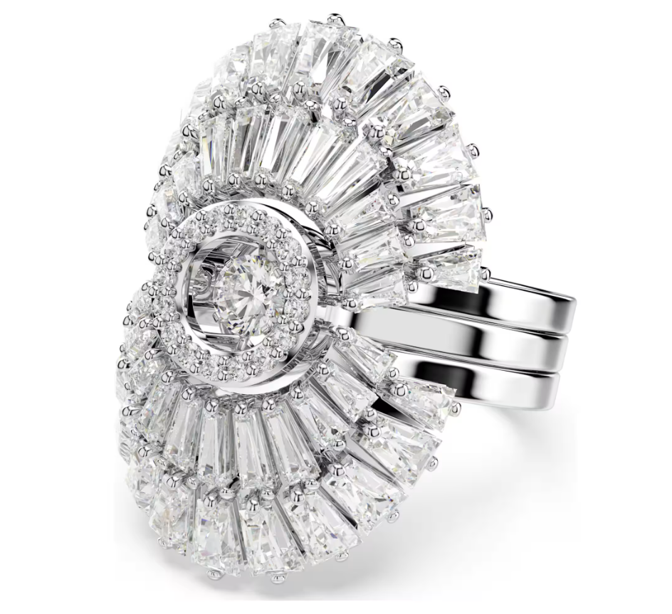 Swar*vski - Idyllia ring Set (3), Mixed cuts, Shell, White, Rhodium plated - 5680289