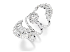 Swar*vski - Idyllia ring Set (3), Mixed cuts, Shell, White, Rhodium plated - 5680289
