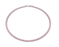 Swar*vski -Matrix Tennis necklace Round cut, Pink, Rhodium plated - 5681800
