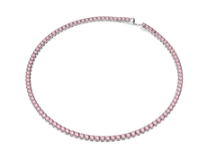 Swar*vski -Matrix Tennis necklace Round cut, Pink, Rhodium plated - 5681800