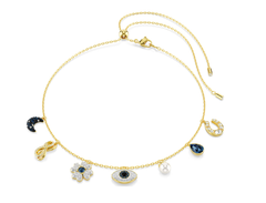 Swar*vski - Symbolica choker Crystal pearl, Moon, infinity, clover, evil eye and horseshoe, Blue, Gold-tone plated - 5692164